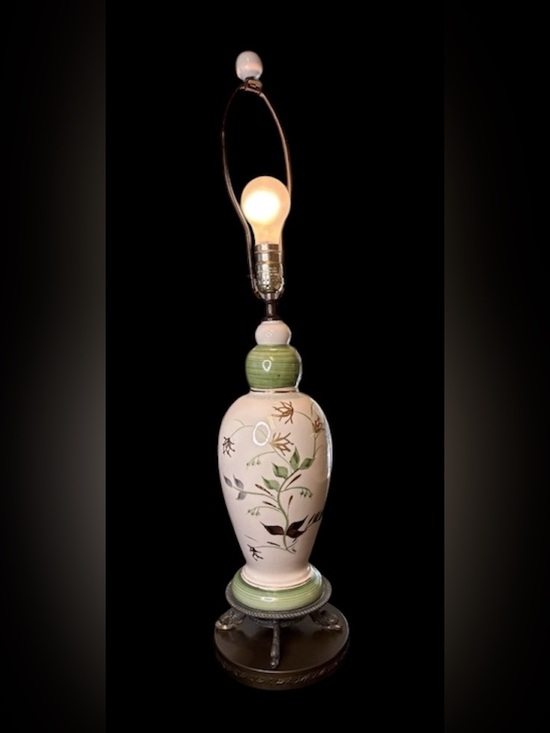 Other - Vintage Hand-Painted Floral Ceramic Lamp Dolphin/ Fish -Head Claw Feet